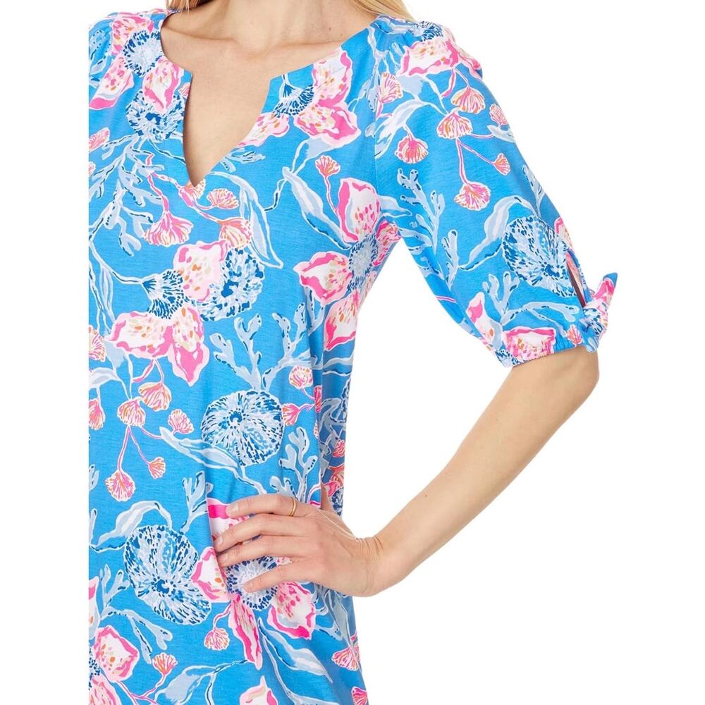 Lilly Pulitzer Women's Blue Bahamian Rhapsody T Shirt Dress, Cotton, Size XXL - Picture 2 of 9